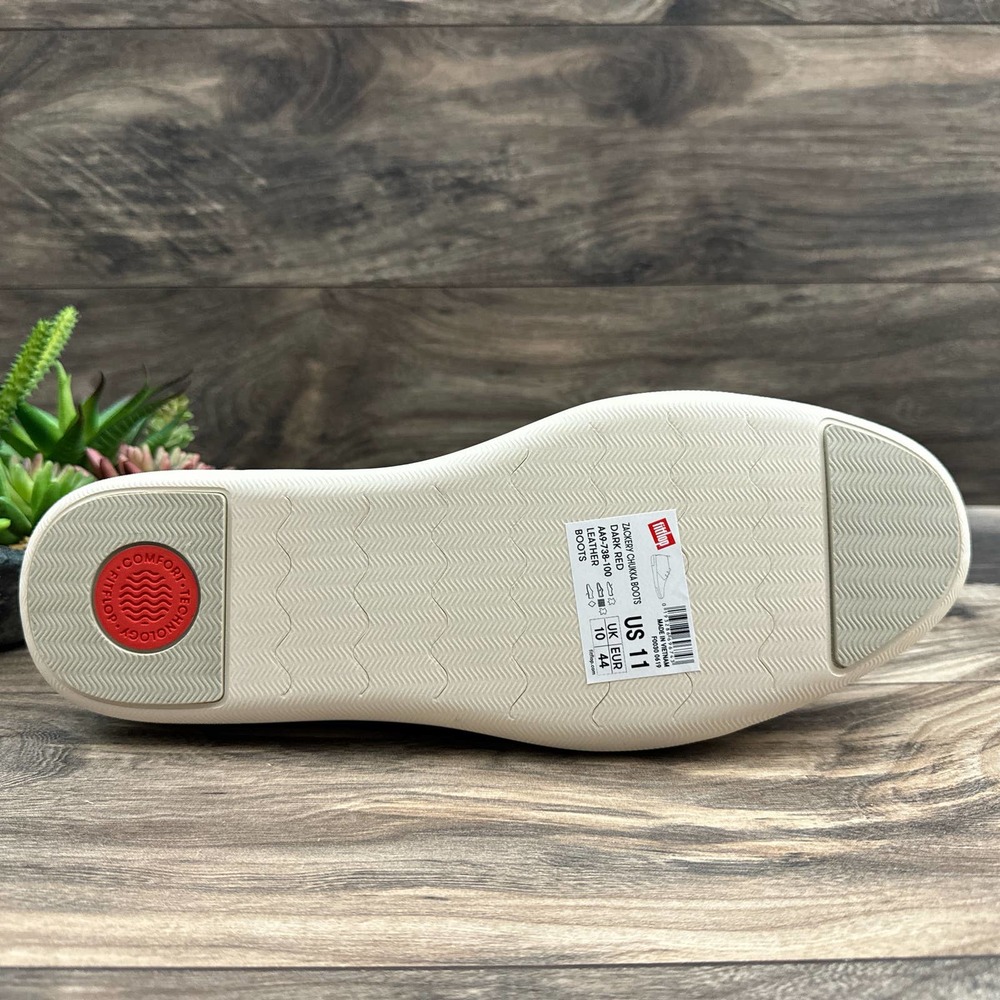 NIB FitFlop Zackery 11 44 Dark Red Chukka Ankle Boots Leather - Picture 8 of 11